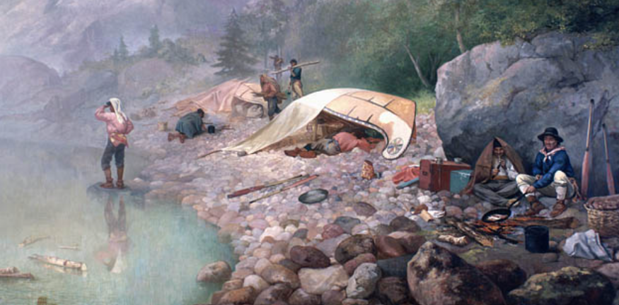 Voyageurs at Dawn, 1871, Frances Hopkins  Courtesy Library and Archives Canada , accession no. 00003 1989-401 X DAP