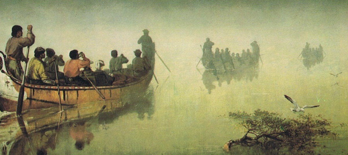 Canoes in Fog, Lake Superior, 1869, Frances Hopkins Glenbow Museum Collection; Purchased, 1955 55.8.1