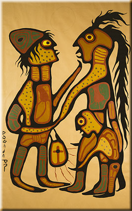 Artist: Norval Morrisseau, The Gift, 1975,  acrylic on paper, Dimensions: 196 × 122 cm (77 3/16 × 48 1/16 in.), Credit line: Thunder Bay Art Gallery, The Helen E. Band Collection