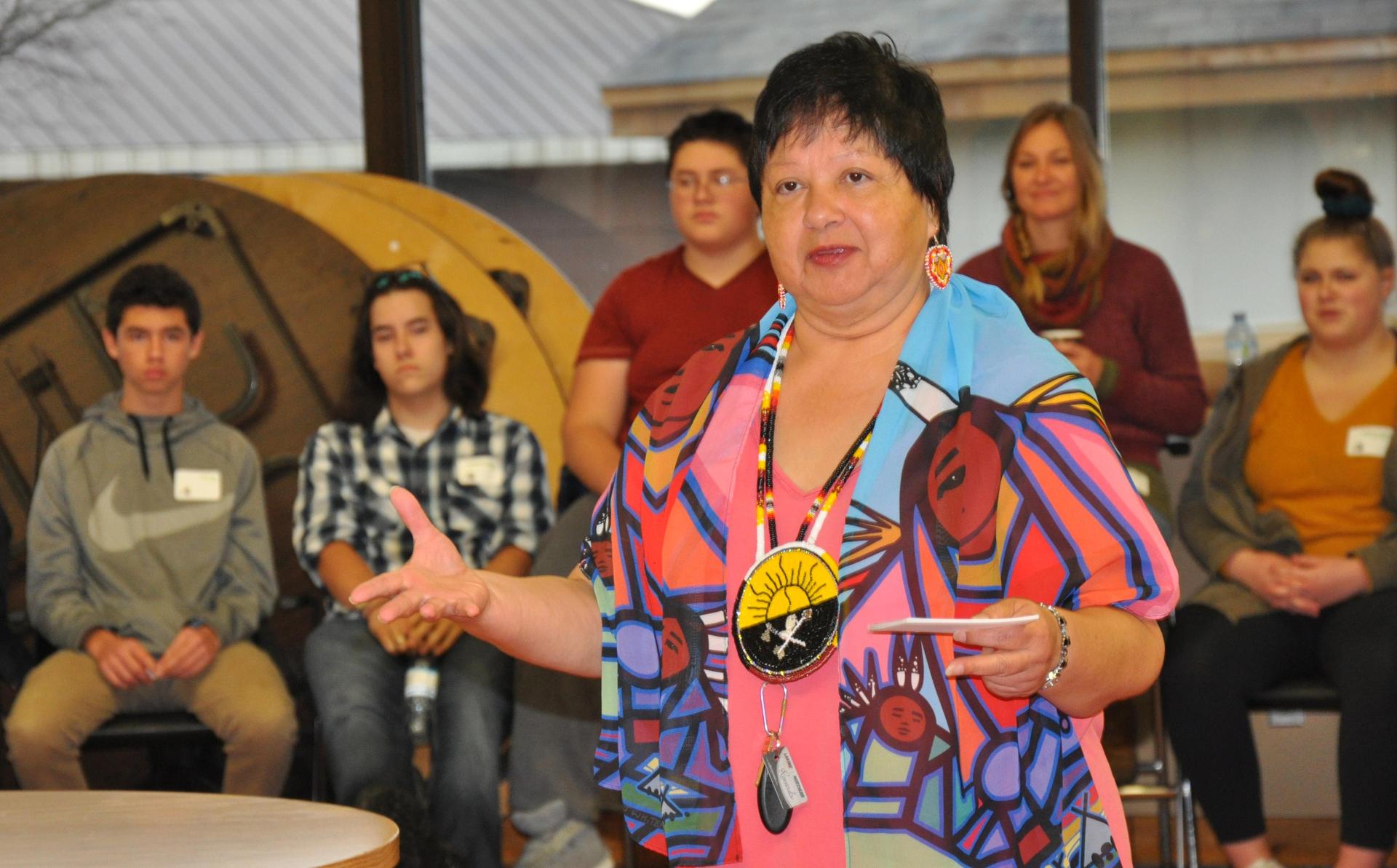 Elaine Johnston with students