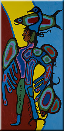 Norval Morrisseau, Man Into Thunderbird, no date, oil on canvas, Collection of the Art Gallery of Algoma; Gift of the Ontario Heritage Foundation