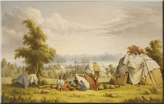The Irish-born Paul Kane (1810-1871) made this painting on the site of an Ojibway village at Sault Ste. Marie in 1846.