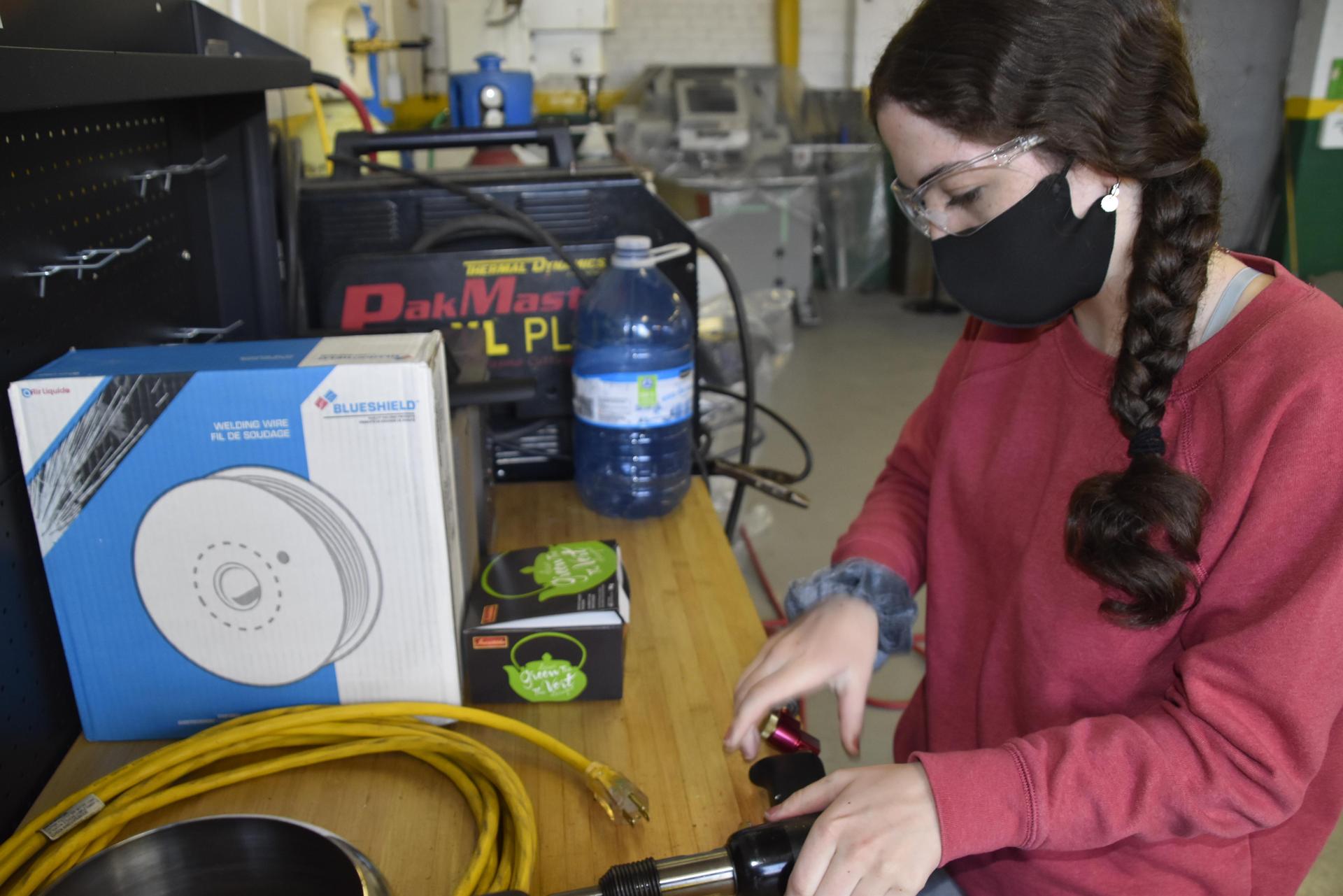student at construction work