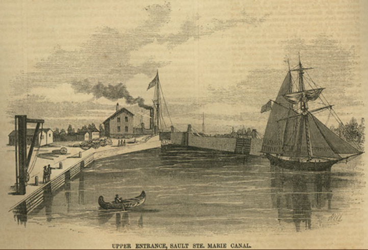 picture of upper entrance, Sault Ste Marie Canal