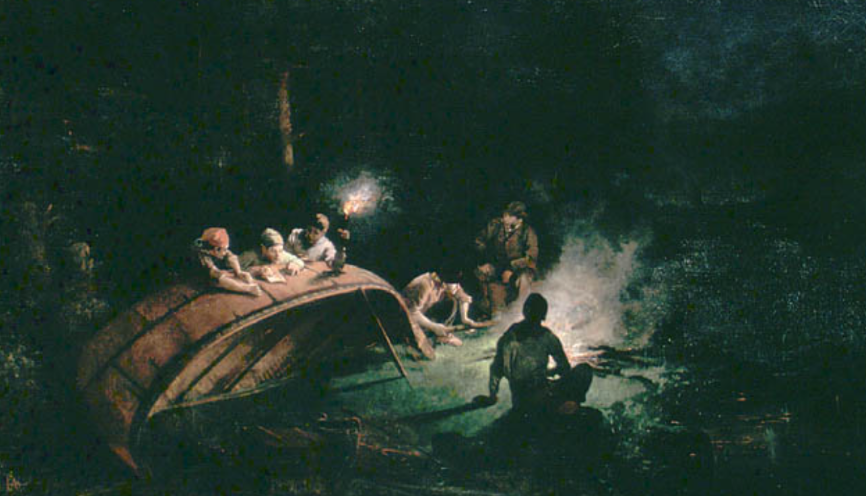 Canoe Party around a Campfire, 1870, Frances Hopkins Library and Archives Canada, accession no. 00004 1989-401 x DAP