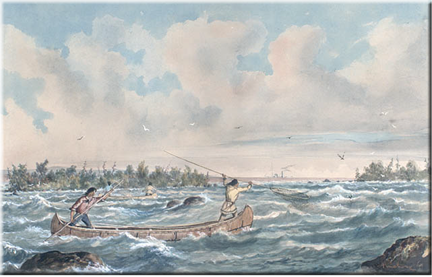 Fishing at Sault Ste.Marie, 1869, Mikan 2833409, Library and Archives Canada Inc, Acc. No. 1981-55-6