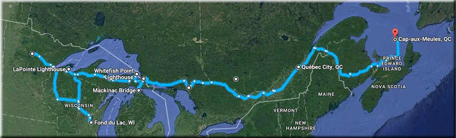Ojibway migration route.  Imagery courtesy of Google Earth