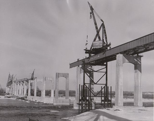 picture  is of the Sault Ste. Marie International Bridge being built in 1962